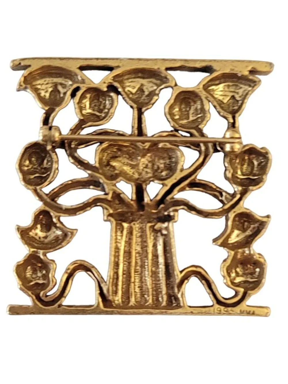 Metropolitan Museum of Art Gold Tone Corbel Flower Tree of Life Pin Brooch, M601